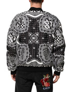 Dolce & Gabbana Black White BandanaPrint Men Bomber  Jacket - Eljoys Fashion 