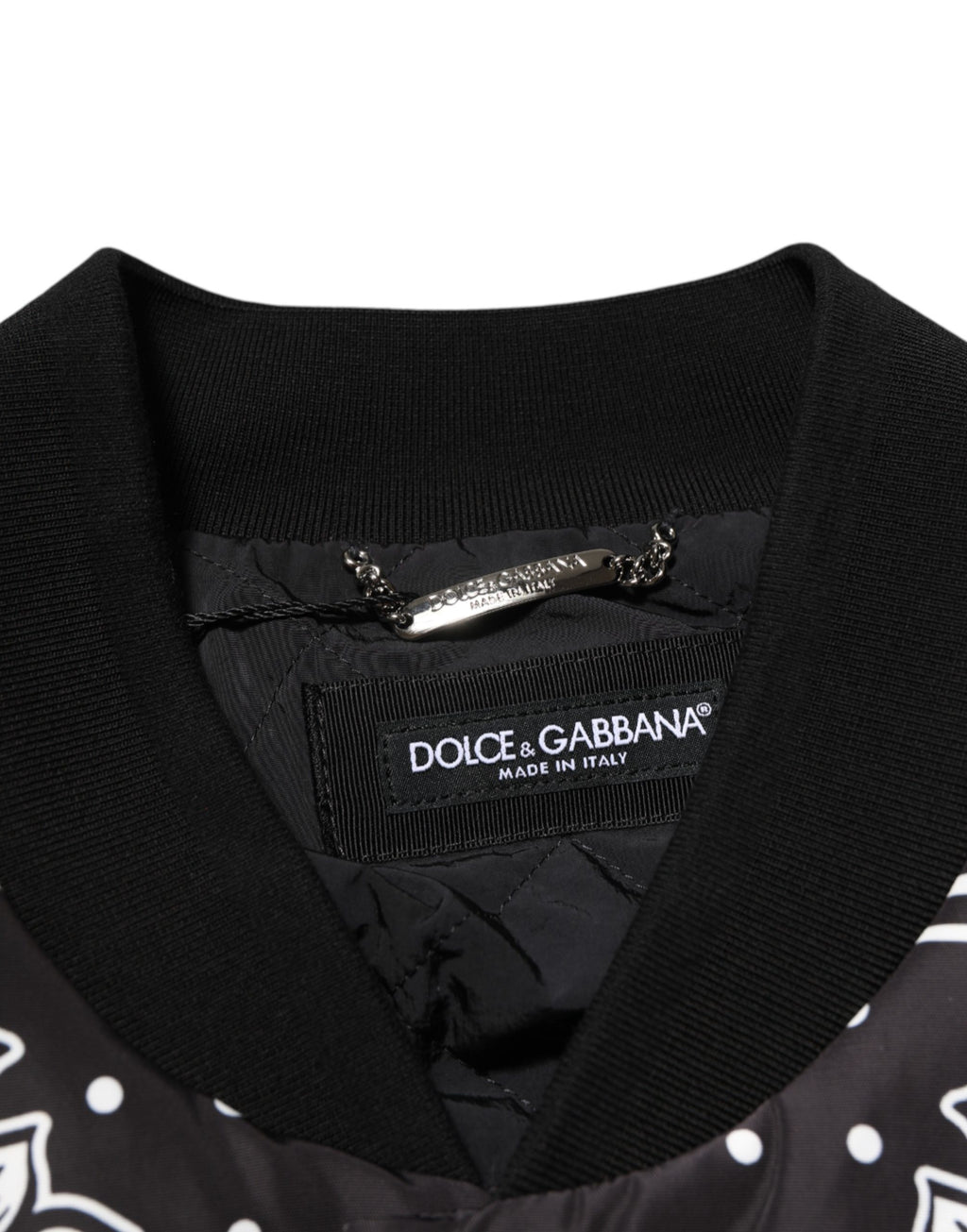 Dolce & Gabbana Black White BandanaPrint Men Bomber  Jacket - Eljoys Fashion 