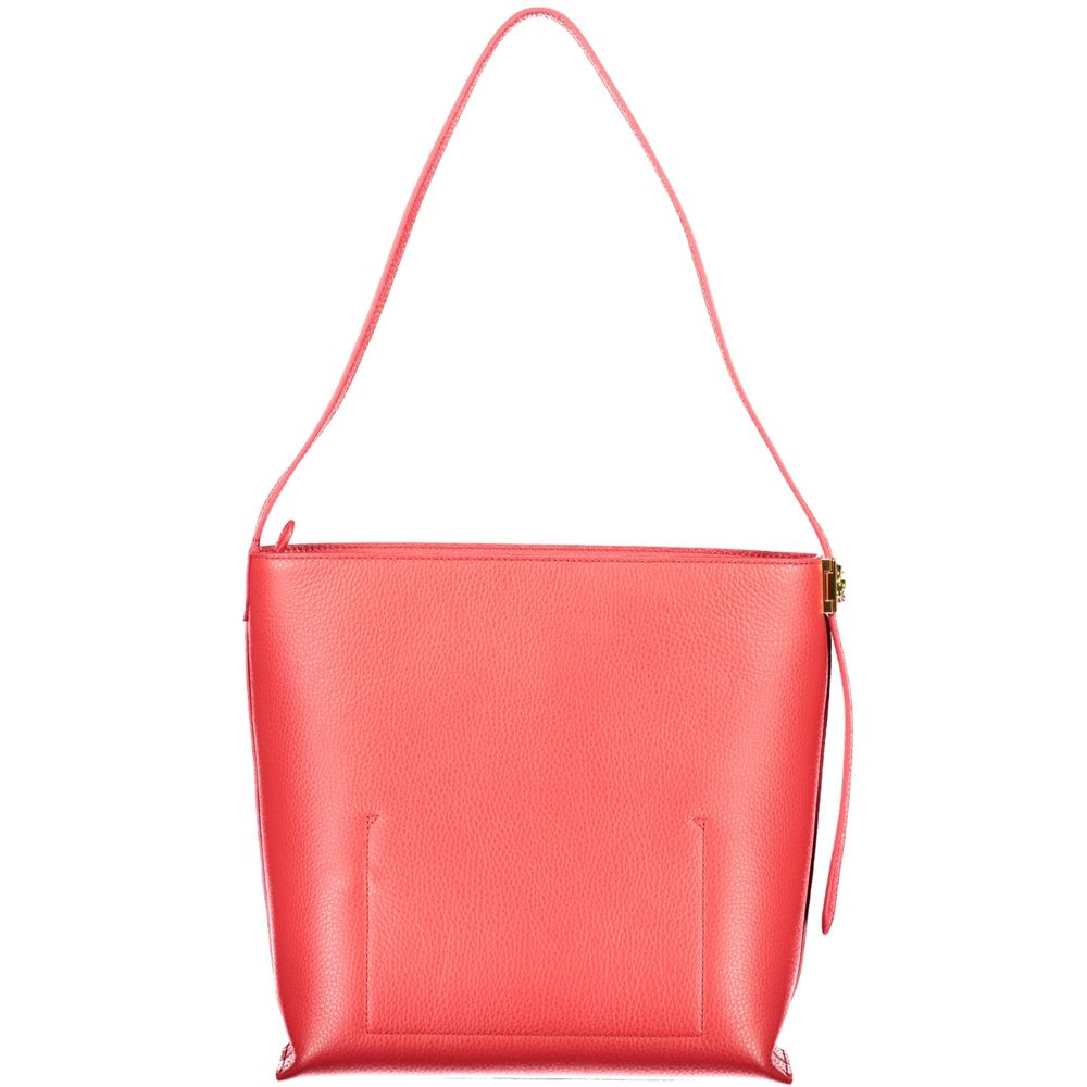 Coccinelle Rosso leather woman handbag with sleek design and top handle, showcasing elegant craftsmanship and vibrant red color.