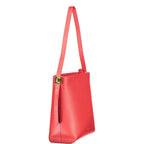 Coccinelle Rosso leather woman’s handbag with top handles and gold-tone hardware, stylish accessory for everyday use.