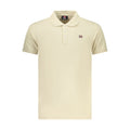 Norway 1963 beige cotton men's polo shirt displayed on a hanger, with a classic collar and short sleeves.
