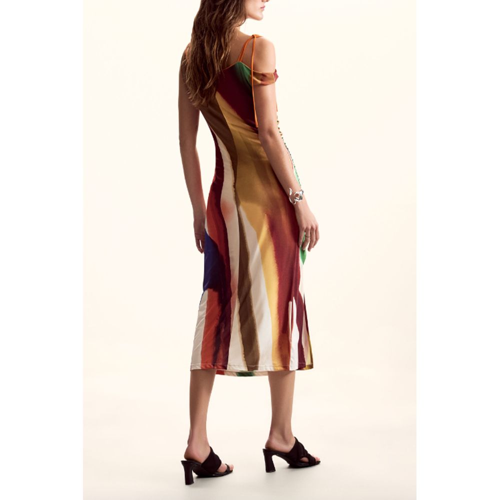 Desigual brown polyester women's dress with a stylish, casual design and comfortable fit.