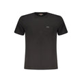 Black Guess Jeans organic cotton men's T-shirt with a classic fit, featuring the Guess logo on the front, displayed on a plain background.