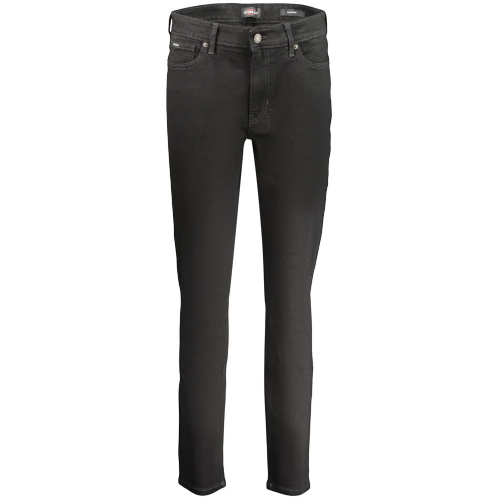 Black cotton women's jeans by Guess Jeans with classic fit and five-pocket design.