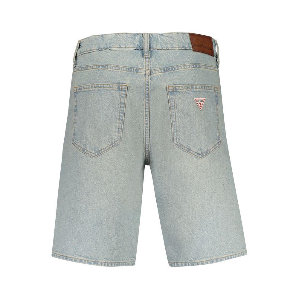 Guess Jeans men's blue cotton Bermuda shorts with a relaxed fit and classic design, perfect for casual summer wear.