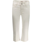 Guess Jeans Bianco cotton women's capri pants with a slim fit and classic five-pocket design, displayed flat.