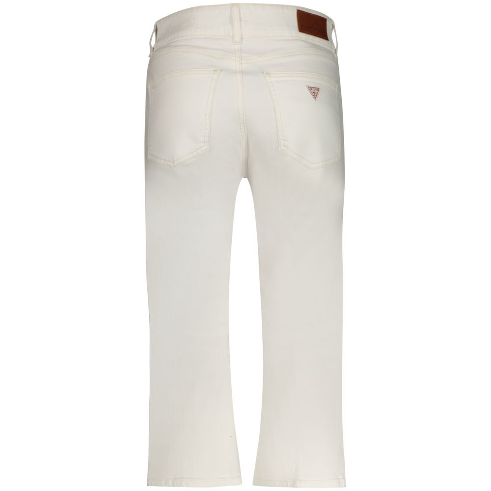 Guess Jeans Bianco cotton women's capri pants, featuring a slim fit and classic denim style, shown in a light color.