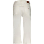 Guess Jeans Bianco cotton women's capri pants, featuring a slim fit and classic denim style, shown in a light color.