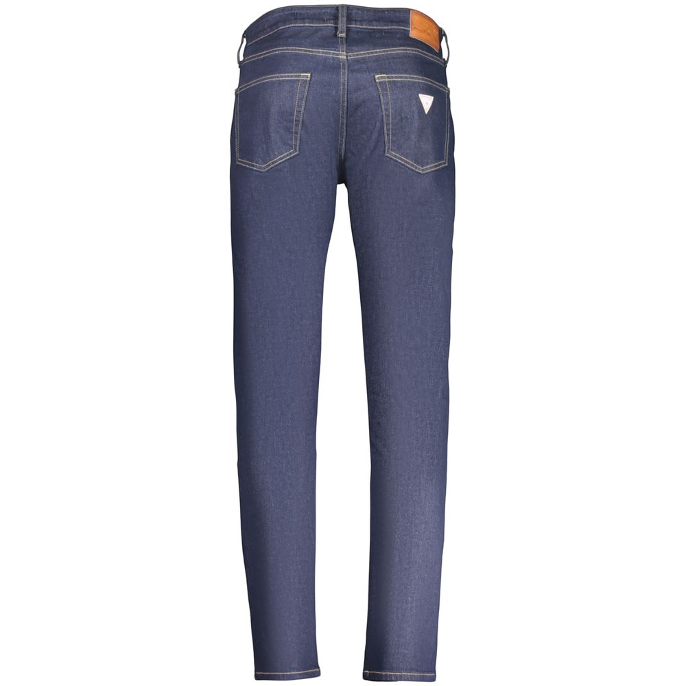 Men's Guess Jeans in blue cotton, slim-fit denim with classic five-pocket design, casual and stylish for everyday wear.