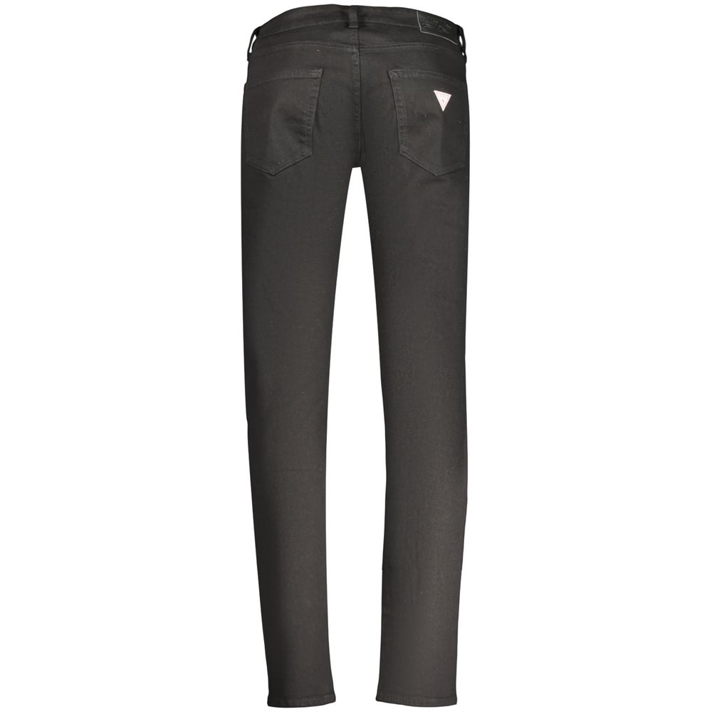 Black Guess Jeans men's cotton jeans with classic five-pocket design and straight fit, casual denim style.