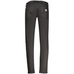 Black Guess Jeans men's cotton jeans with classic five-pocket design and straight fit, casual denim style.