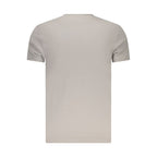 Timberland gray cotton men's T-shirt displayed flat, showing front view with short sleeves and crew neckline.