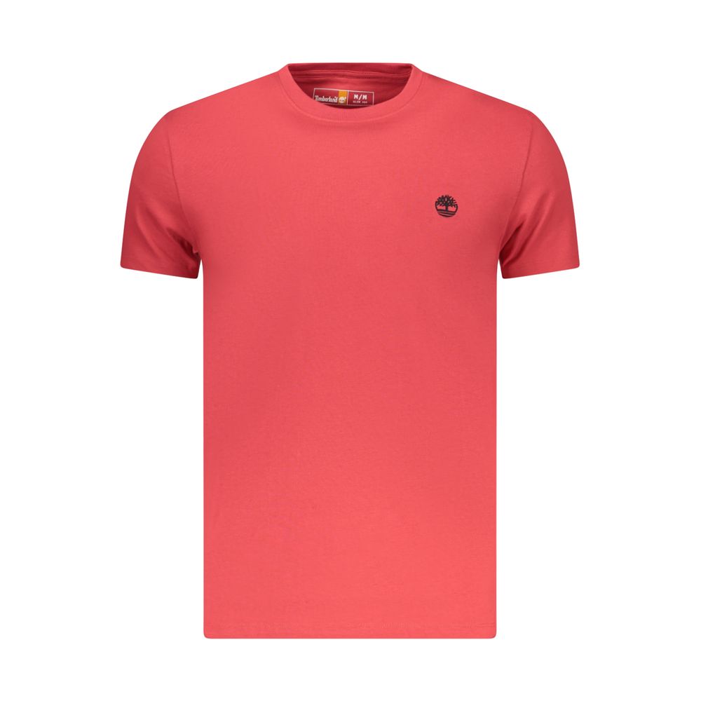 Timberland Rosso Cotton Men T-Shirt in red with crew neckline and short sleeves, casual style for everyday wear.