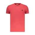 Timberland Rosso Cotton Men T-Shirt in red with crew neckline and short sleeves, casual style for everyday wear.