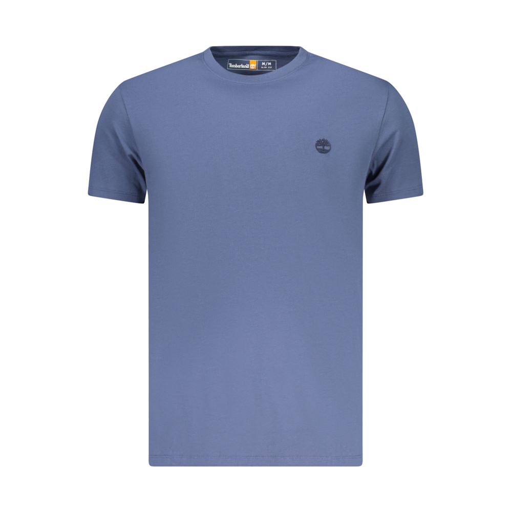 Timberland blue organic cotton men's T-shirt with crew neck and short sleeves, casual wear for men.