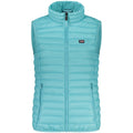 Norway 1963 Azzurro nylon women's gilet with front zipper and side pockets, stylish and lightweight outerwear.