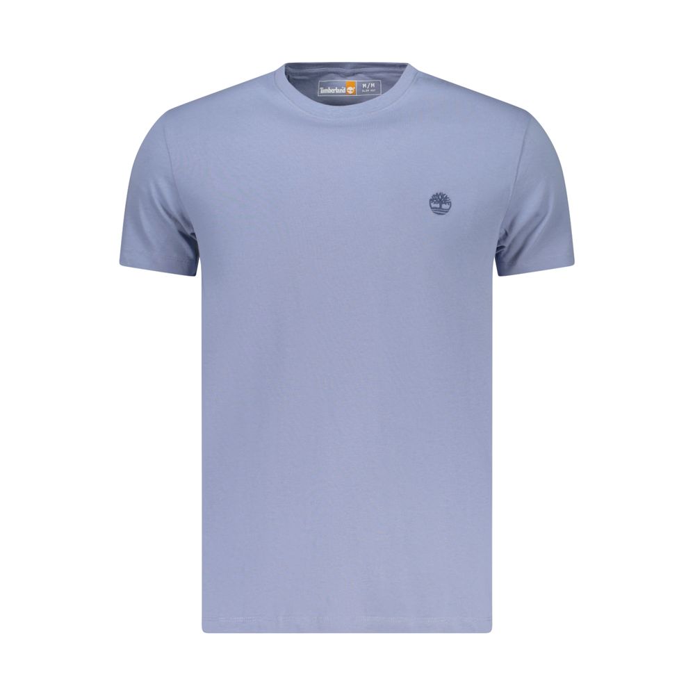 Timberland Azzurro Cotton Men’s T-Shirt in blue, featuring a classic crew neck and Timberland logo on the chest.