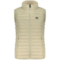 Norway 1963 beige poliammide women's gilet displayed on a hanger, showcasing lightweight, sleeveless outerwear for women.