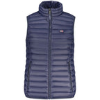 Norway 1963 women's blu poliammide gilet displayed on a model, showcasing lightweight sleeveless outerwear.
