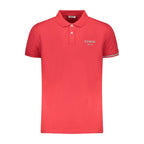 Red cotton men's polo shirt by Iceberg with a classic fit and collar, displayed on a plain background.