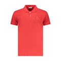 Iceberg Rosso Cotton Men's Polo Shirt displayed on a hanger, featuring classic collar and button placket in a casual style.