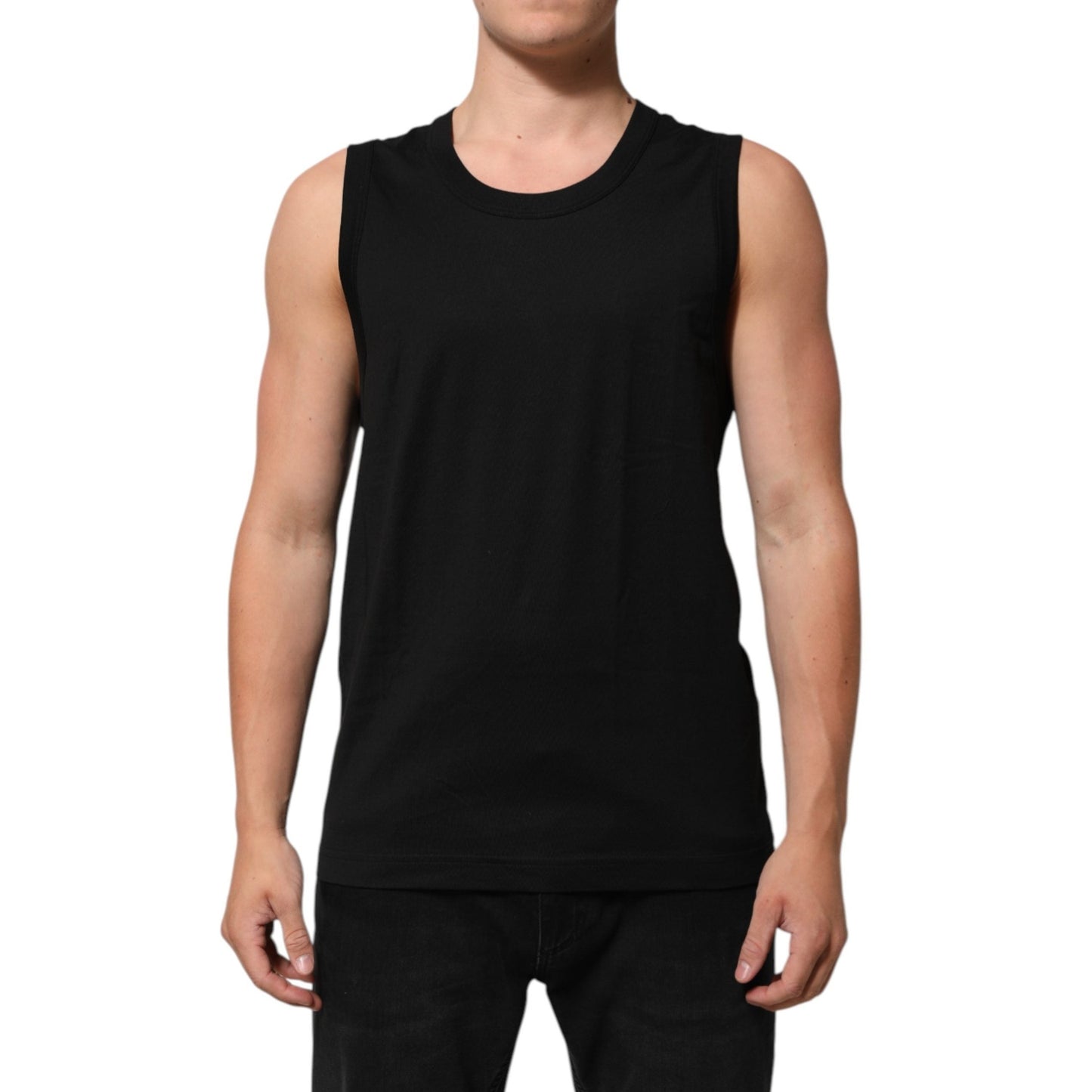 Dolce & Gabbana Black Cotton Sleeveless Men Tank Top T-shirt