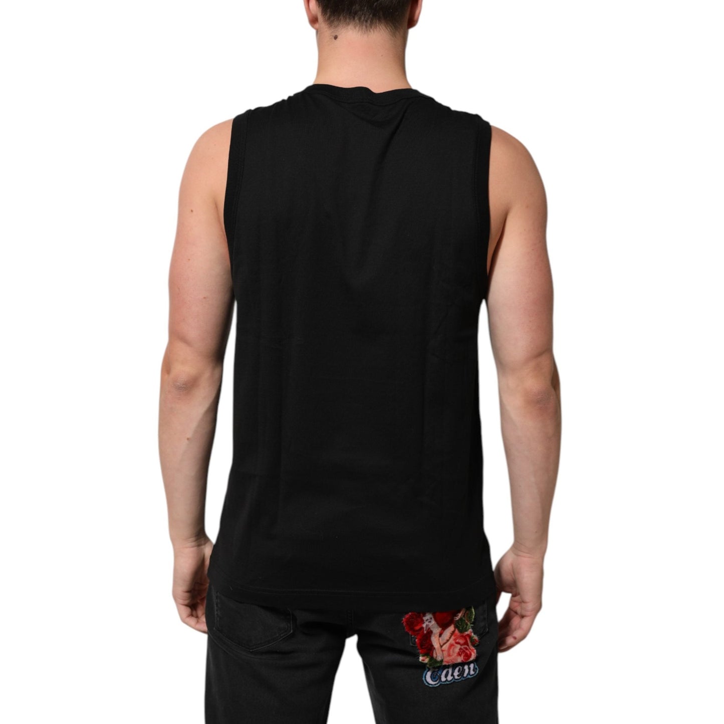 Dolce & Gabbana Black Cotton Sleeveless Men Tank Top T-shirt