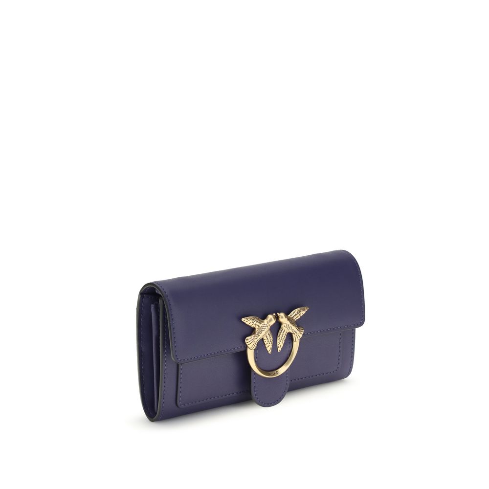 Pinko Blue Calf Leather Bos Taurus Wallet with multiple card slots and sleek design, crafted from high-quality calf leather.