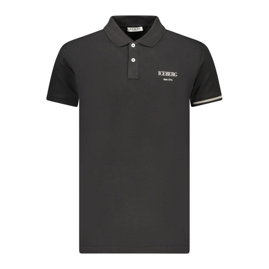 Iceberg Black Cotton Men Polo Shirt Iceberg