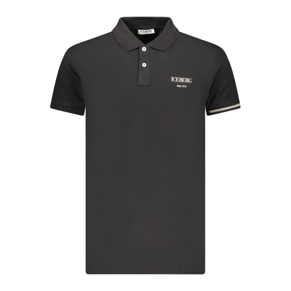 Iceberg Black Cotton Men Polo Shirt - Eljoys Fashion 