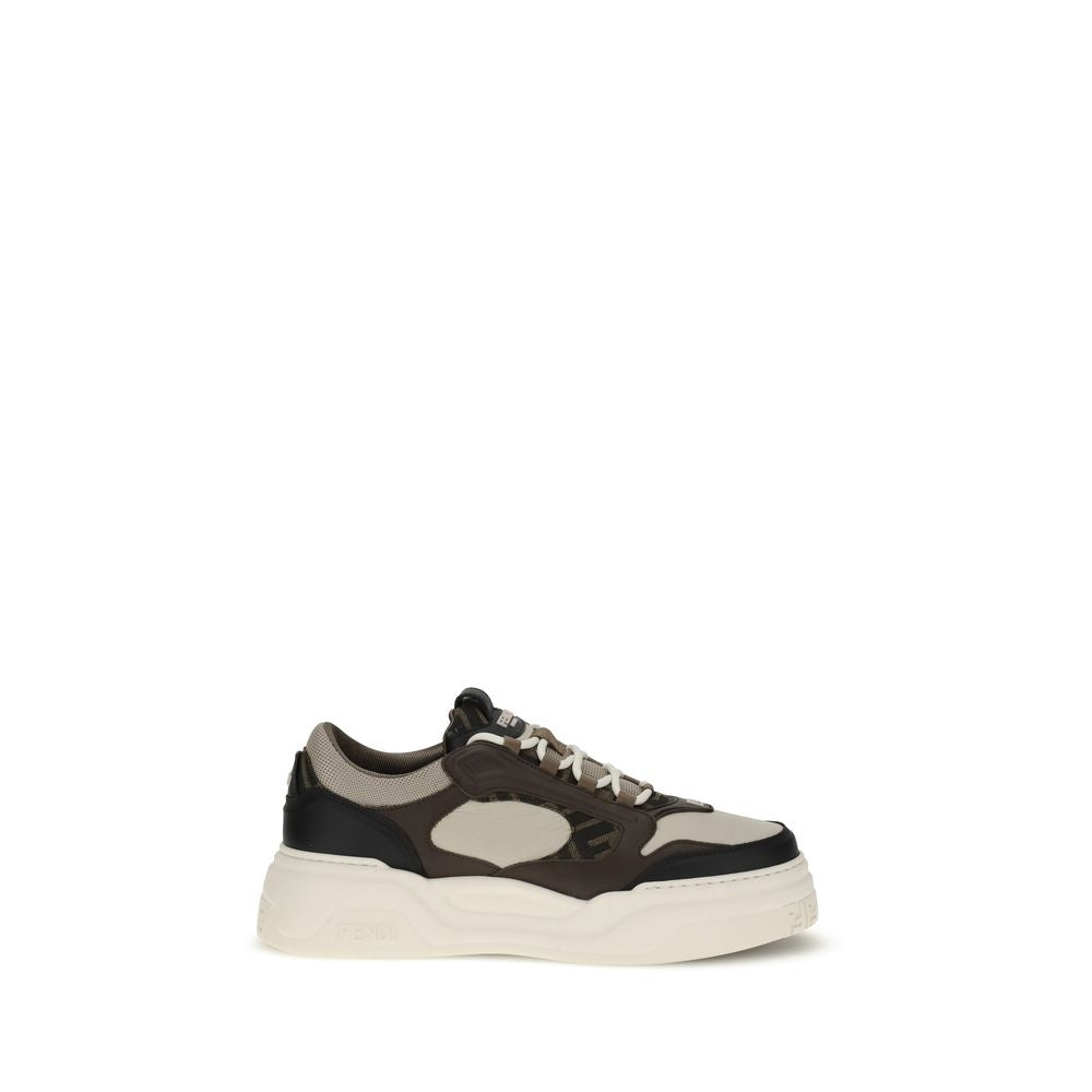 Fendi Black Calf Leather Bos Taurus Chunky Sneakers Fendi