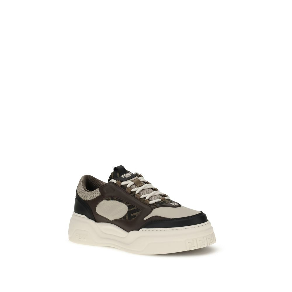 Fendi Black Calf Leather Bos Taurus Chunky Sneakers Fendi