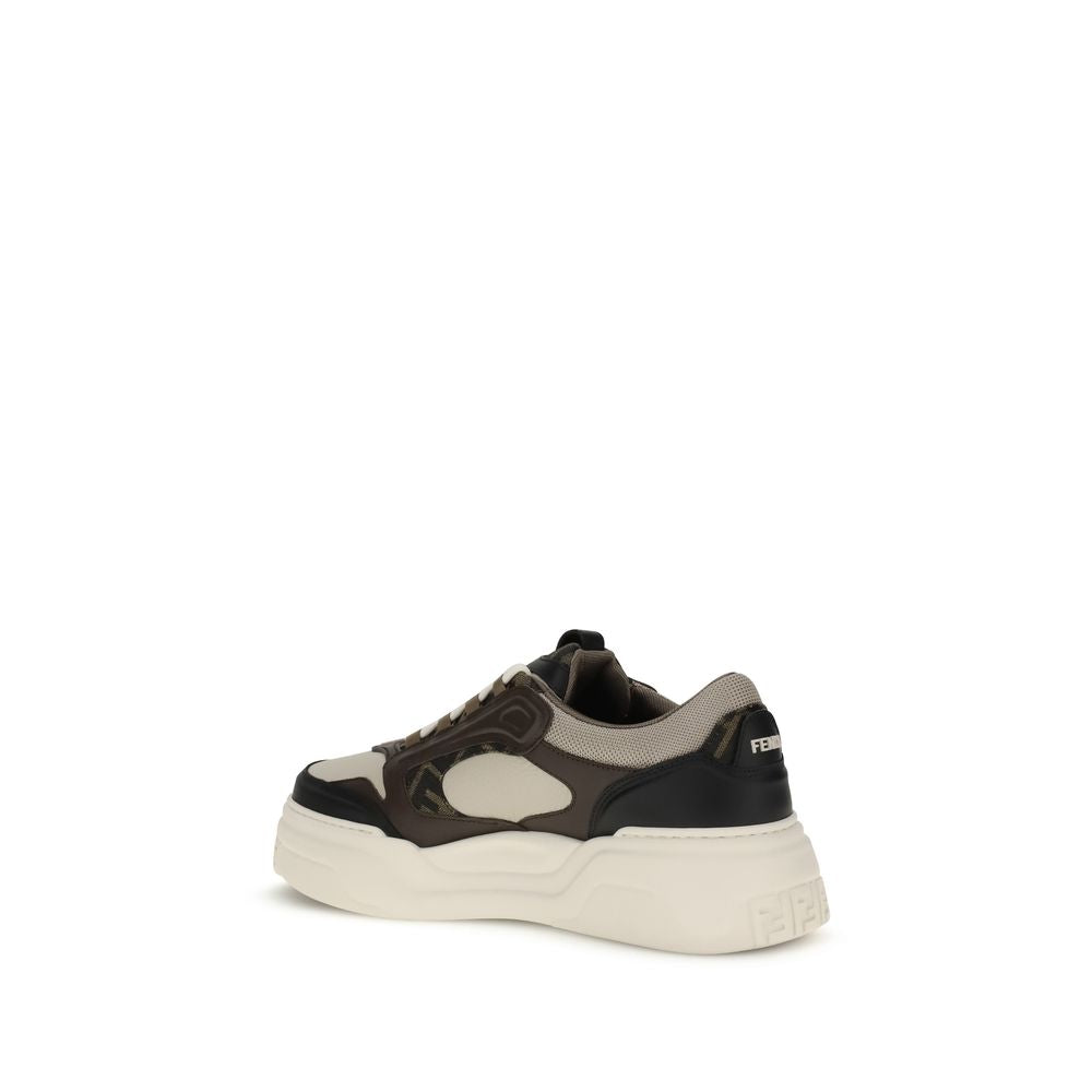 Fendi Black Calf Leather Bos Taurus Chunky Sneakers Fendi