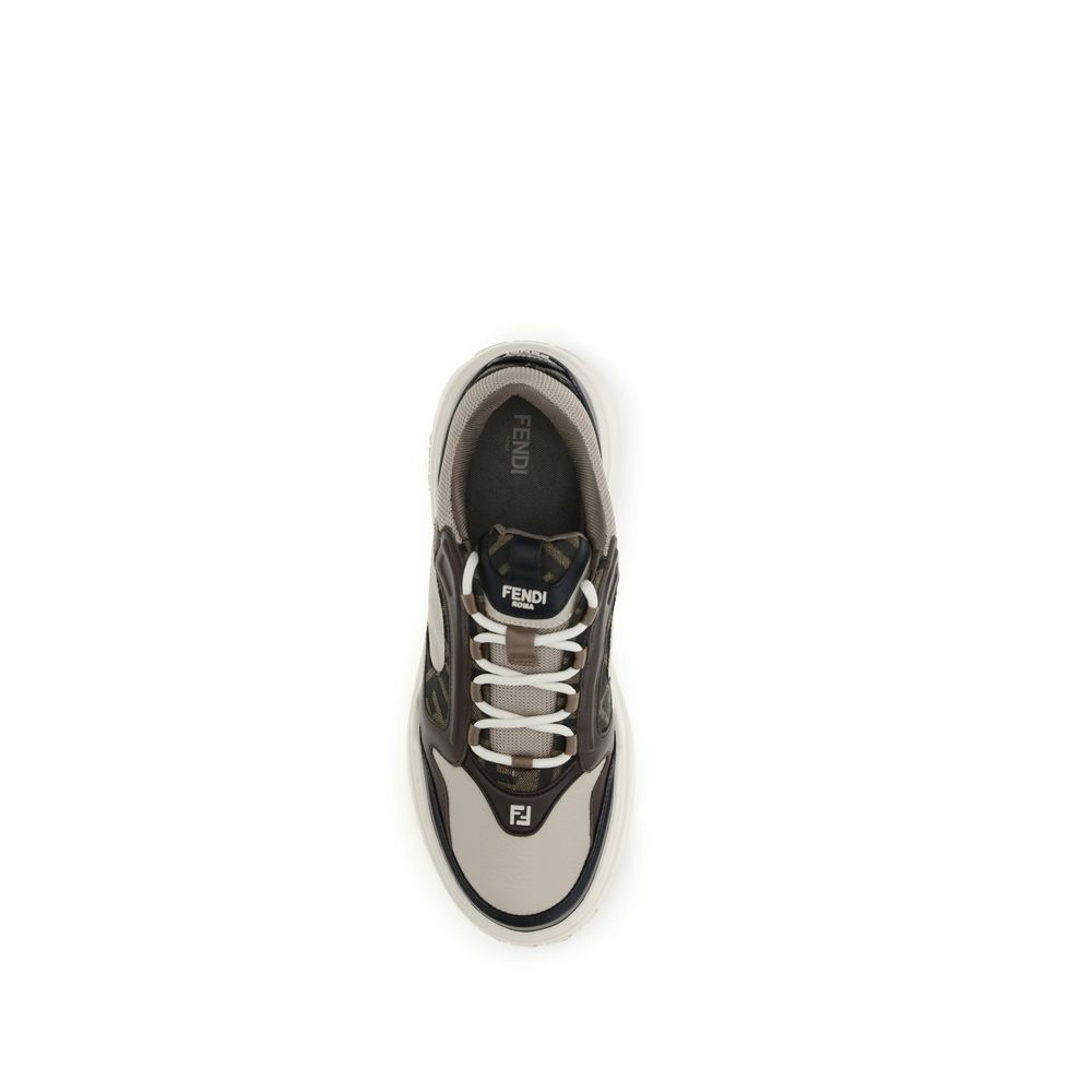 Fendi Black Calf Leather Bos Taurus Chunky Sneakers Fendi