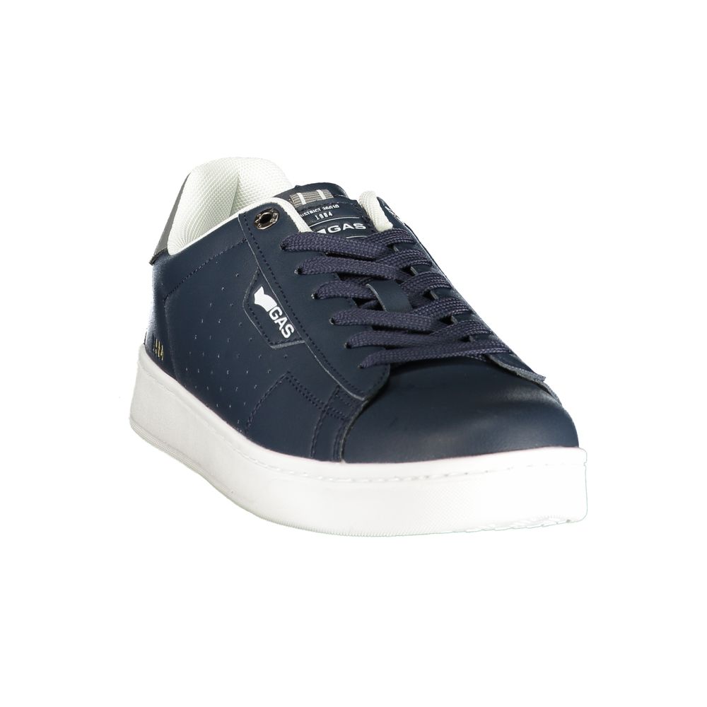 Blue Gas polyurethane men's sneaker with sporty design and white sole, featuring laces and cushioned interior.
