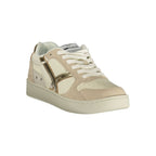 Gas beige polyester women's sneakers with white soles, showcasing a stylish casual design.