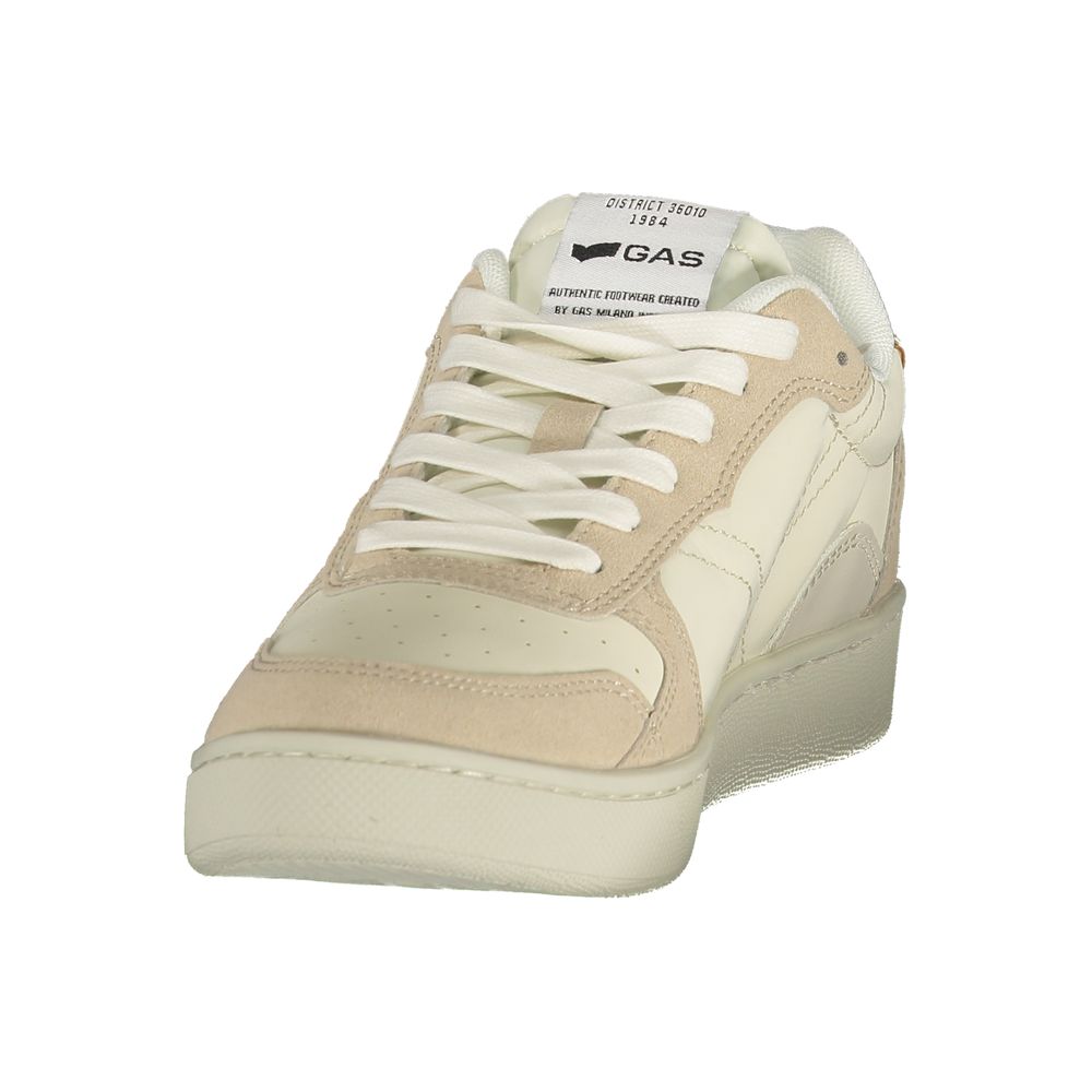 Gas beige polyester women's sneakers with stylish design and comfortable fit, featuring laces and rubber sole.