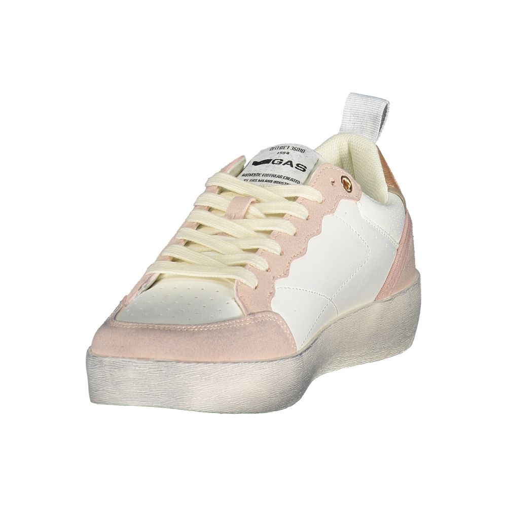Gas Bianco polyurethane women’s sneakers with white design and lace-up closure, stylish and comfortable footwear.