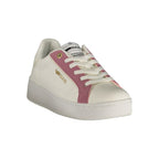 White Gas polyurethane women's sneaker with a sleek design and cushioned sole, ideal for casual and athletic wear.