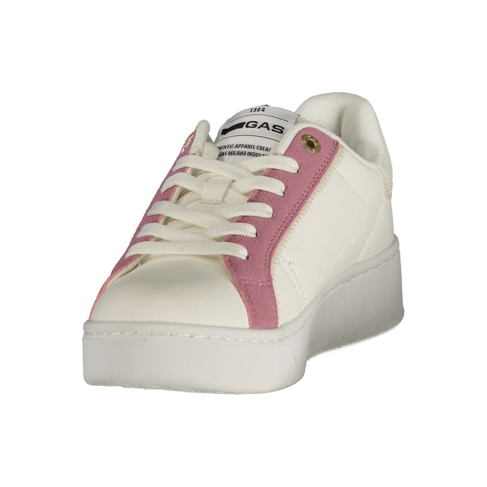 White Gas polyurethane women's sneaker with a sleek design and cushioned sole, ideal for casual and everyday wear.