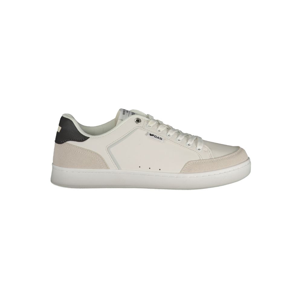 White Gas polyurethane men's sneaker with gas-white design and sporty style, featuring cushioned sole and lace-up closure.