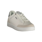 White Gas polyurethane men's sneaker with sleek design and breathable material, featuring lace-up closure and sporty style.
