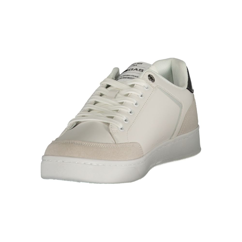 White Gas polyurethane men's sneaker with lace-up design and sporty look, featuring a cushioned sole and stylish finish.