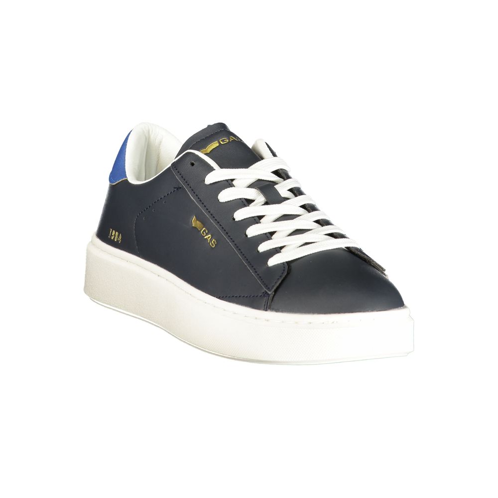 Blue polyurethane men's Gas sneakers with stylish design and white rubber soles, showcasing a modern athletic footwear style.