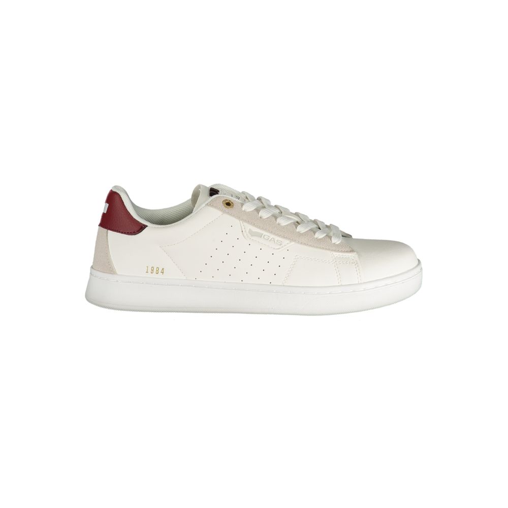 Gas Bianco polyurethane men's sneaker with white design and lace-up closure, casual footwear for everyday wear.