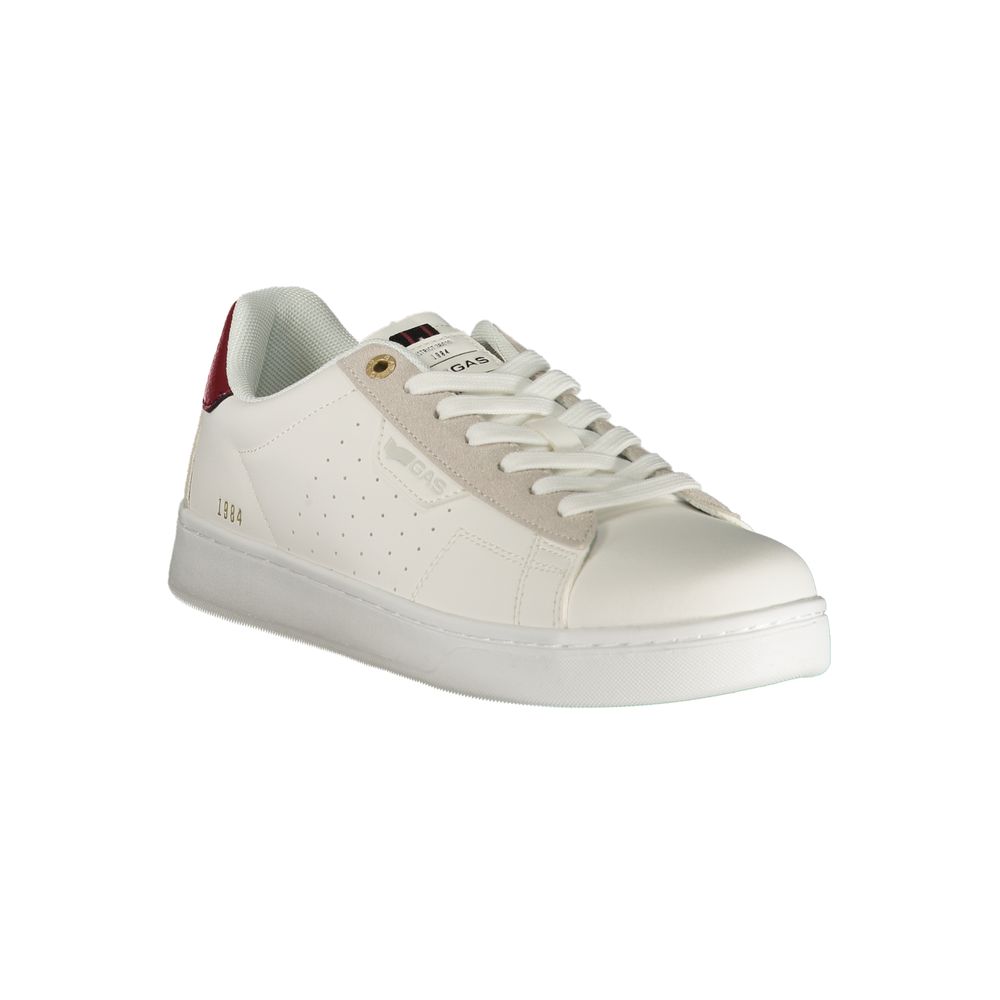 Gas Bianco men's polyurethane sneakers featuring white design, casual athletic style, and comfortable fit.