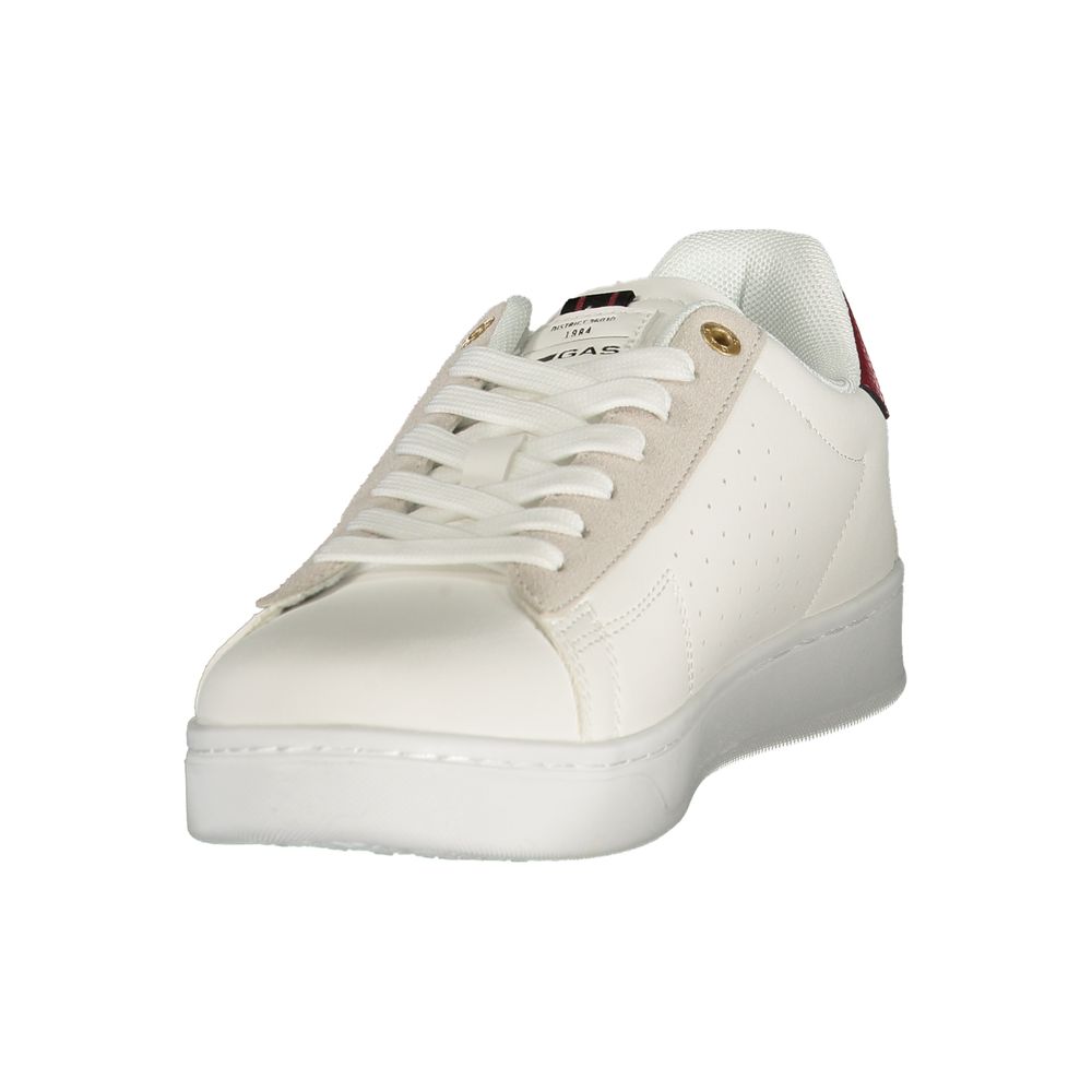 Gas Bianco polyurethane men's sneaker with white upper, lace-up design, and sporty style, perfect for casual wear.