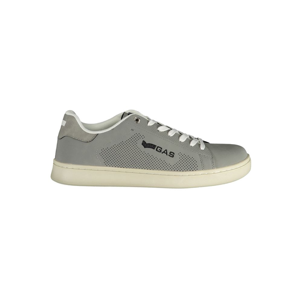 Gas Grigio poliuretano men's sneaker with grey upper, white sole, and lace-up design, casual athletic footwear.