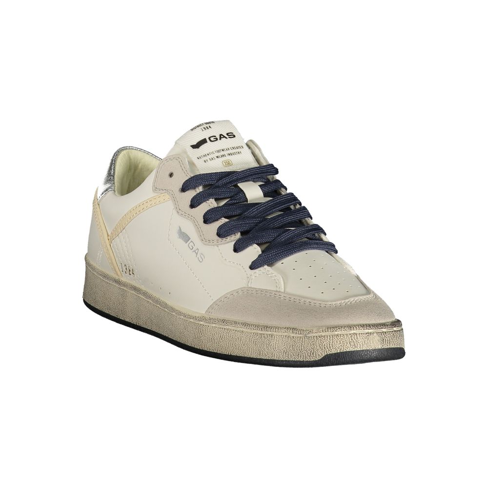 Gas Bianco polyurethane women’s sneakers with white design, featuring stylish laces and a sleek sole.