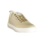 Gas beige polyurethane men's sneaker with sporty design and lace-up closure, stylish footwear for casual wear.